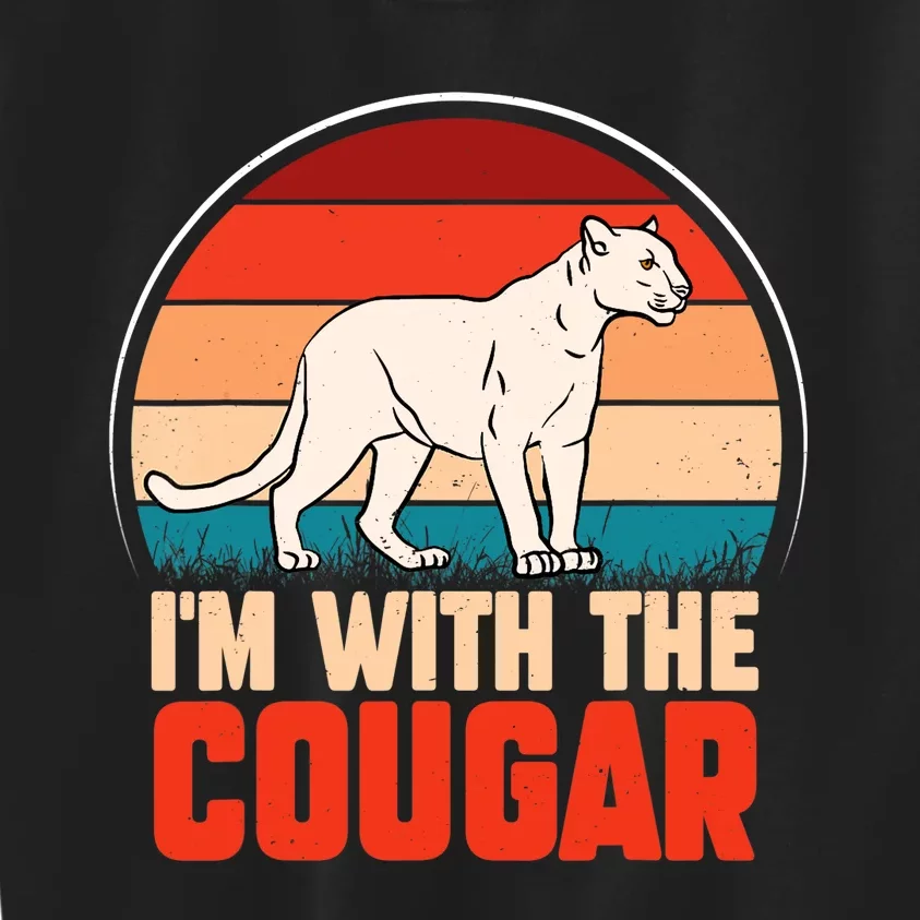 Funny animal graphic I'm with the cougar Kids Sweatshirt