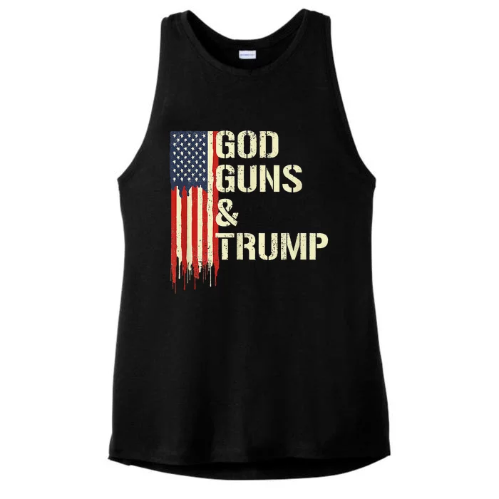 Flag American God Guns And Trump 2nd Amendment Ladies Tri-Blend Wicking Tank