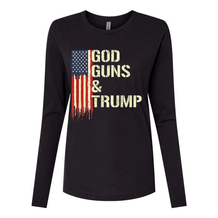 Flag American God Guns And Trump 2nd Amendment Womens Cotton Relaxed Long Sleeve T-Shirt