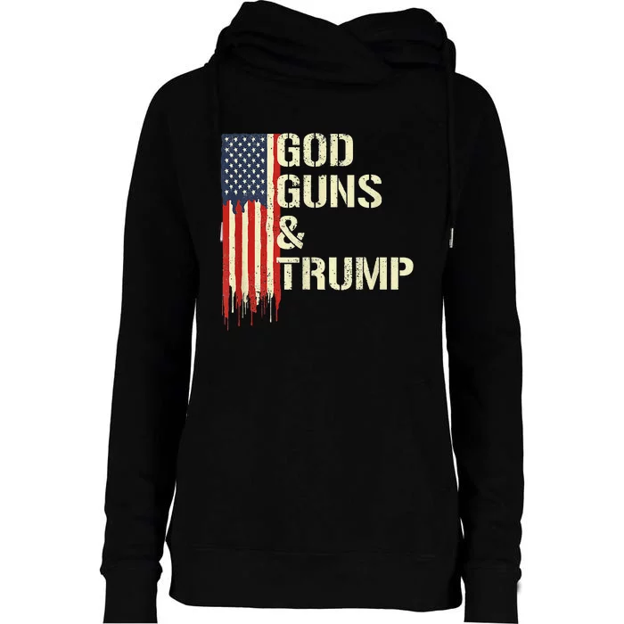 Flag American God Guns And Trump 2nd Amendment Womens Funnel Neck Pullover Hood