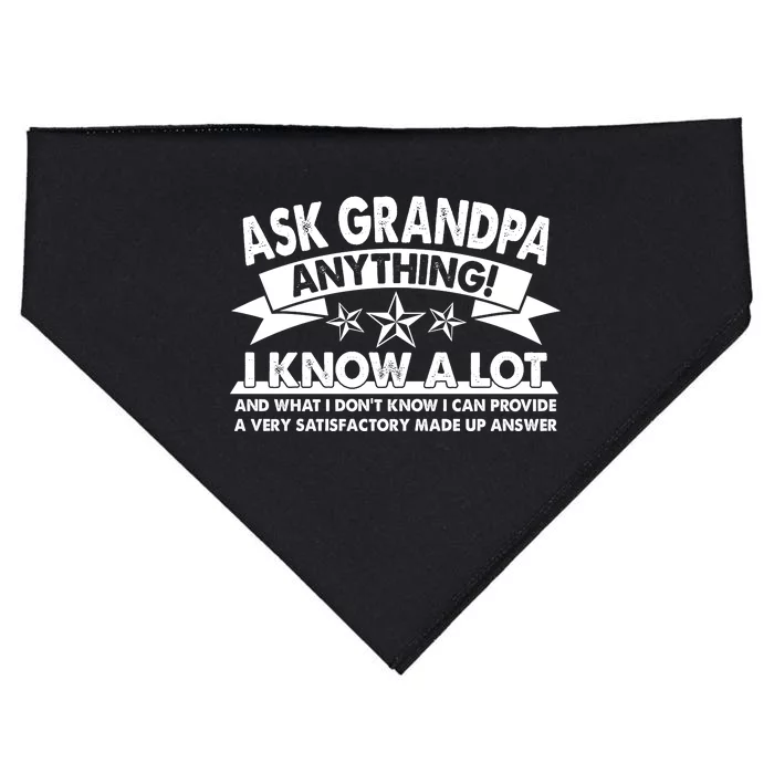 Funny Ask Grandpa Anything I Know A Lot USA-Made Doggie Bandana