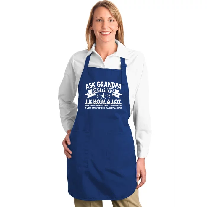 Funny Ask Grandpa Anything I Know A Lot Full-Length Apron With Pocket