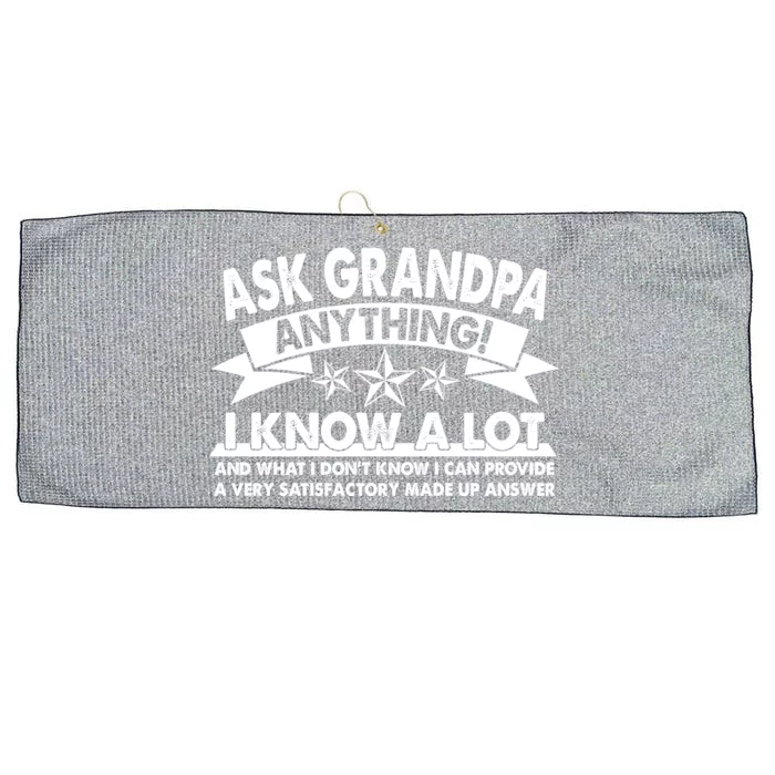 Funny Ask Grandpa Anything I Know A Lot Large Microfiber Waffle Golf Towel