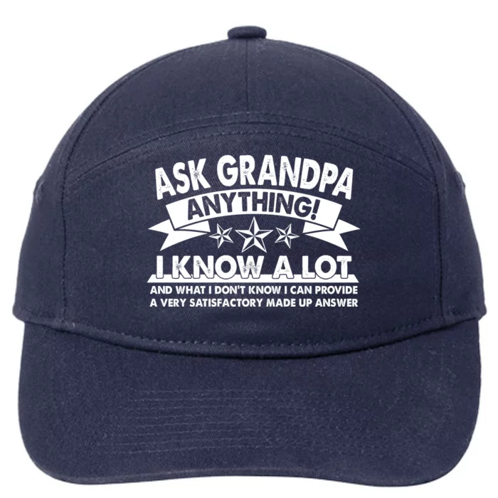 Funny Ask Grandpa Anything I Know A Lot 7-Panel Snapback Hat