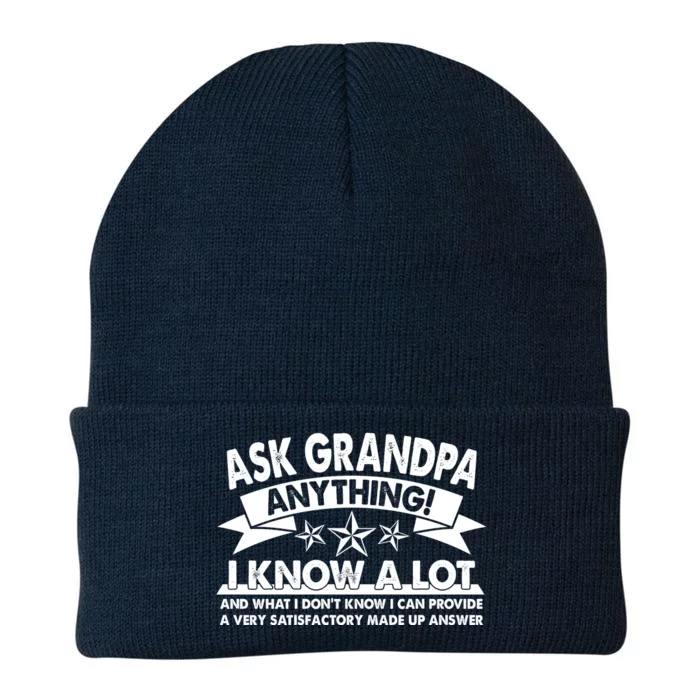 Funny Ask Grandpa Anything I Know A Lot Knit Cap Winter Beanie