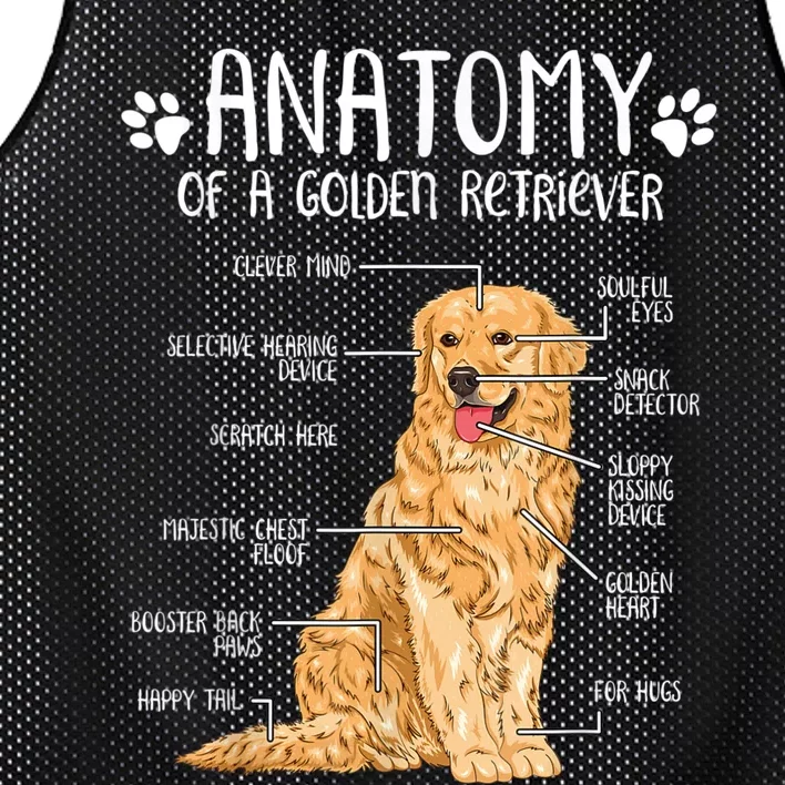 Funny Anatomy Golden Retriever Dog Lover Mesh Reversible Basketball Jersey Tank