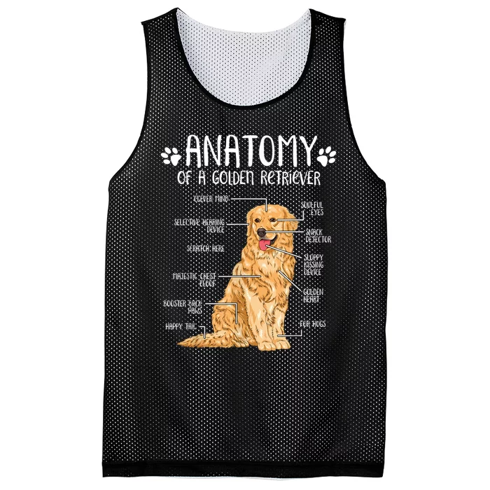 Funny Anatomy Golden Retriever Dog Lover Mesh Reversible Basketball Jersey Tank