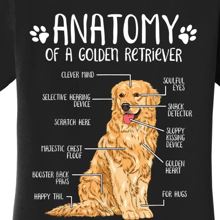 Funny Anatomy Golden Retriever Dog Lover Women's T-Shirt