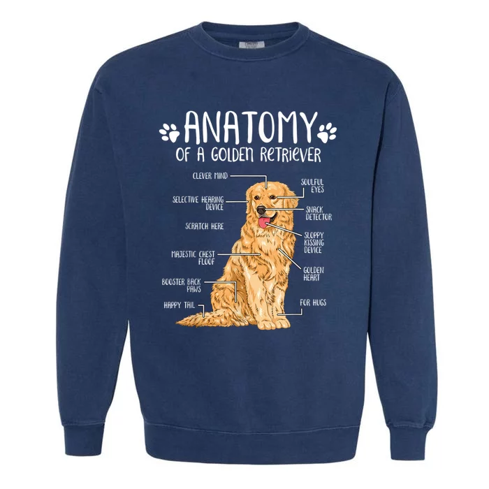 Funny Anatomy Golden Retriever Dog Lover Garment-Dyed Sweatshirt