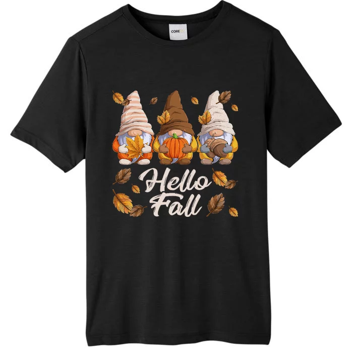 Funny Autumn Gnomes Autumn Leaves Hello Fall ChromaSoft Performance T-Shirt