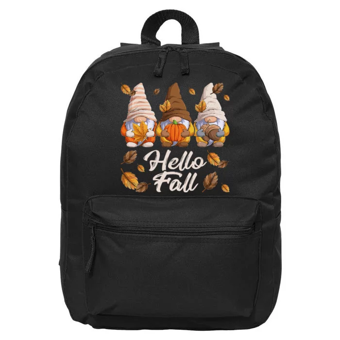 Funny Autumn Gnomes Autumn Leaves Hello Fall 16 in Basic Backpack