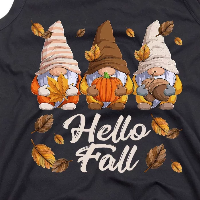 Funny Autumn Gnomes Autumn Leaves Hello Fall Tank Top