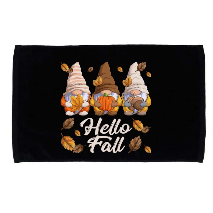 Funny Autumn Gnomes Autumn Leaves Hello Fall Microfiber Hand Towel