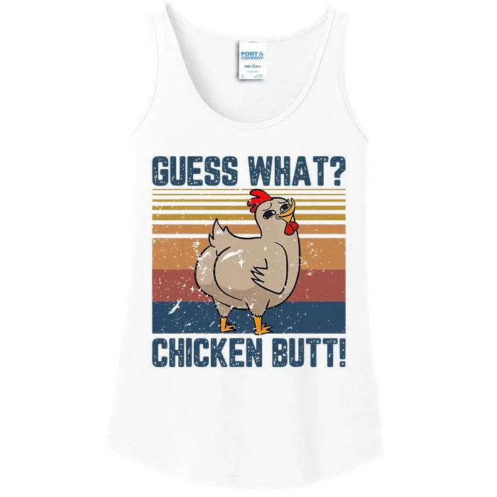 Funny Animal Guess What Chicken Butt Cute Chickens Buffs Ladies Essential Tank