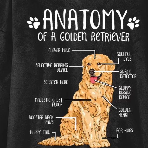 Funny Anatomy Golden Retriever Dog Lover Hooded Wearable Blanket