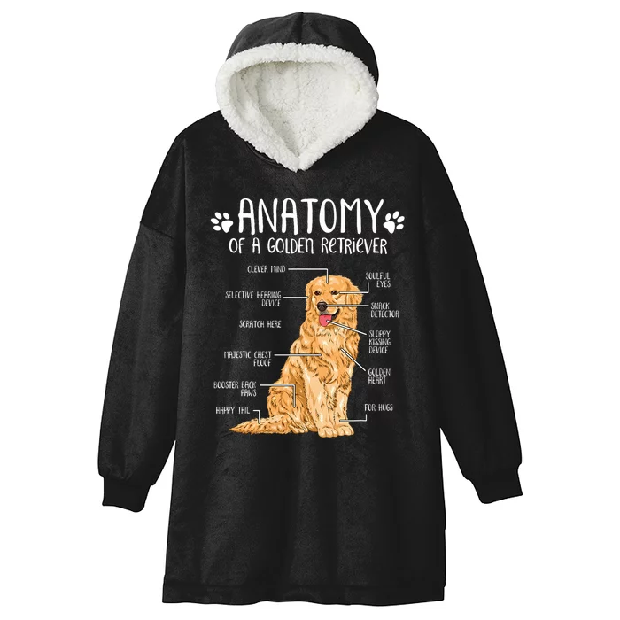 Funny Anatomy Golden Retriever Dog Lover Hooded Wearable Blanket