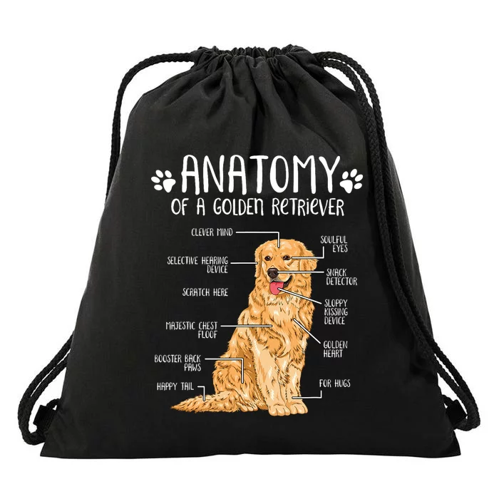 Funny Anatomy Golden Retriever Dog Lover Drawstring Bag