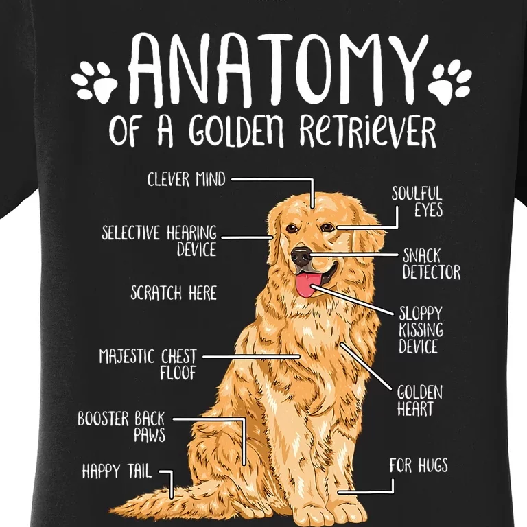 Funny Anatomy Golden Retriever Dog Lover Women's T-Shirt