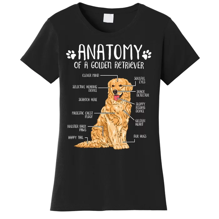 Funny Anatomy Golden Retriever Dog Lover Women's T-Shirt