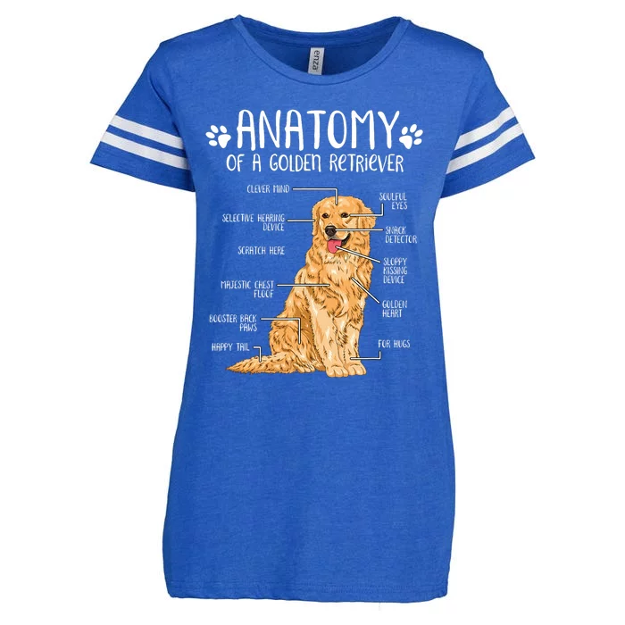 Funny Anatomy Golden Retriever Dog Lover Enza Ladies Jersey Football T-Shirt