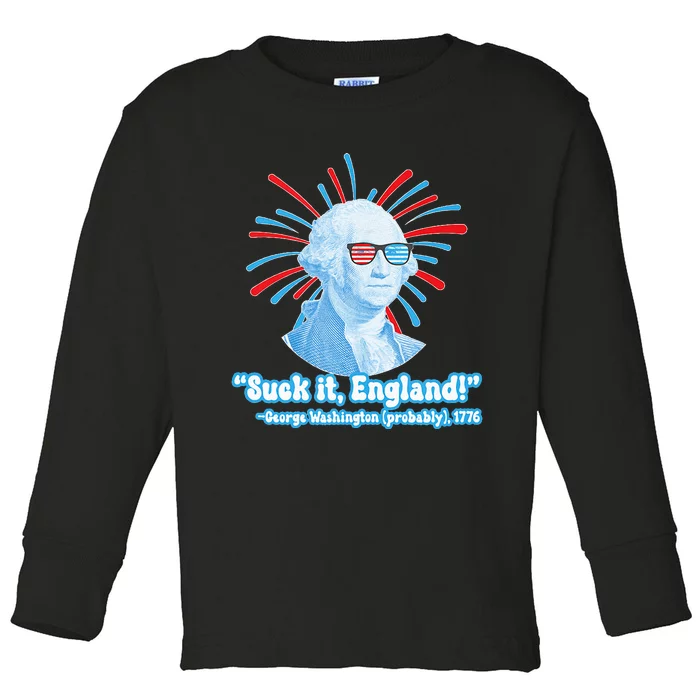 Funny American Gift Suck It England George Washington Toddler Long Sleeve Shirt