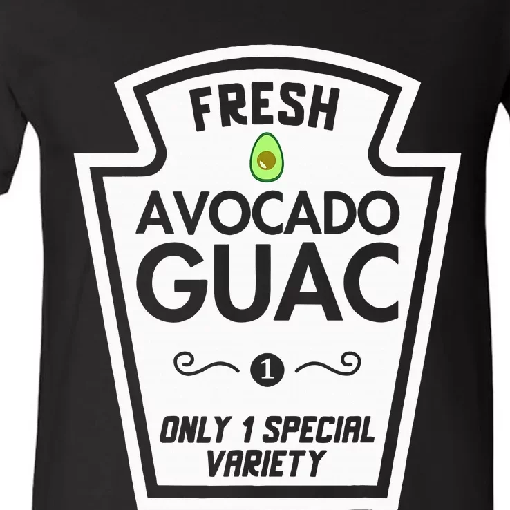 Funny Avocado Guac Group Condiments Halloween Diy Costume V-Neck T-Shirt