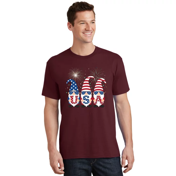 Funny American Gnomes Sunglasses Patriotic Usa 4th Of July T-Shirt