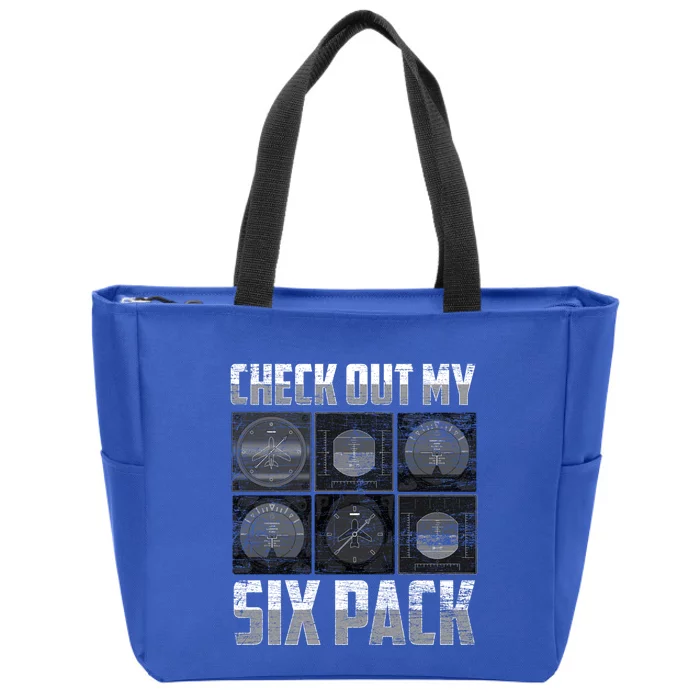 Flying Airplane Gift Check Out My Six Pack Funny Pilot Gift Zip Tote Bag