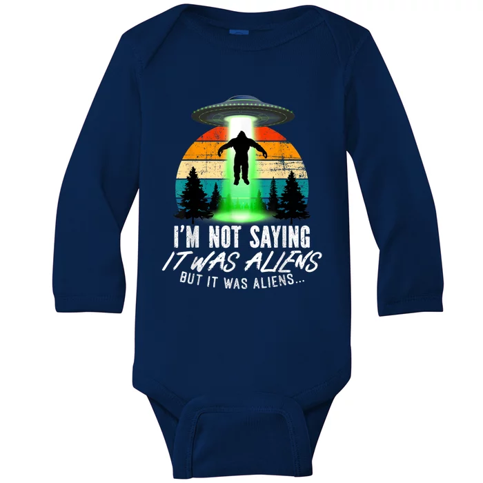 Funny Alien Gift Bigfoot Lover Funny Bigfoot Baby Long Sleeve Bodysuit