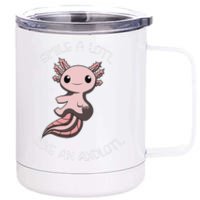 Funny Axolotl Gift I Smile a Lot Reptile  12 oz Stainless Steel Tumbler Cup