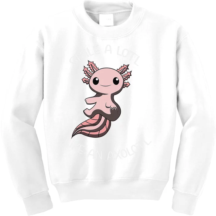 Funny Axolotl Gift I Smile a Lot Reptile Kids Sweatshirt