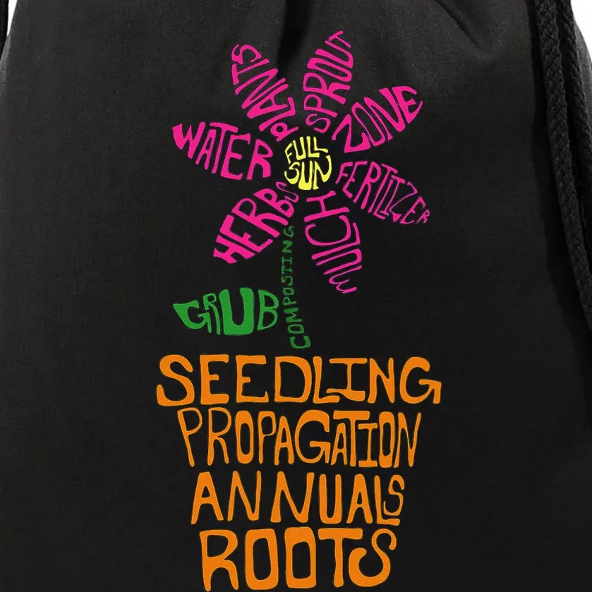 Flower and Garden Pot Words Design For Gardeners Garden Drawstring Bag