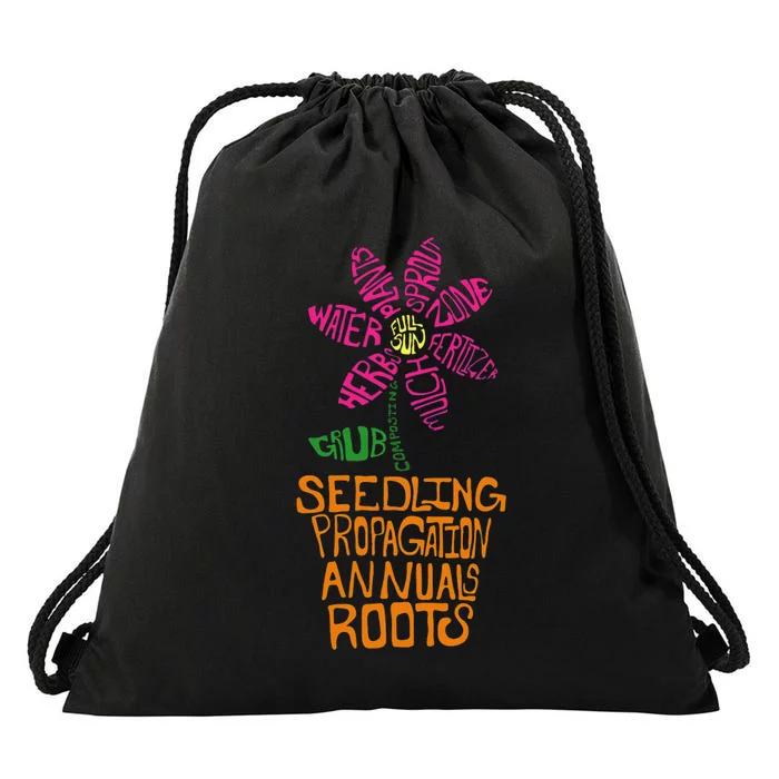 Flower and Garden Pot Words Design For Gardeners Garden Drawstring Bag