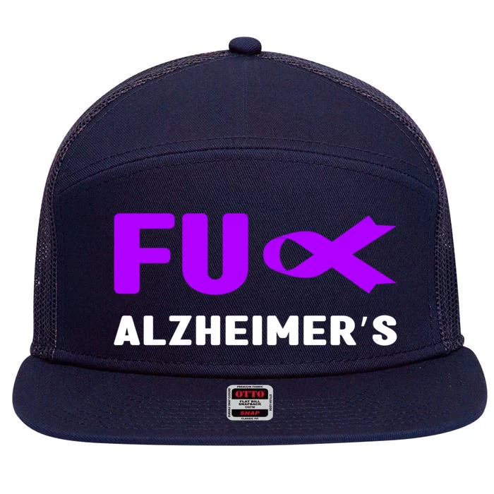 Fuck Alzheimer's Gift Fuck Detia Alzheimer's Awareness Gift 7 Panel Mesh Trucker Snapback Hat