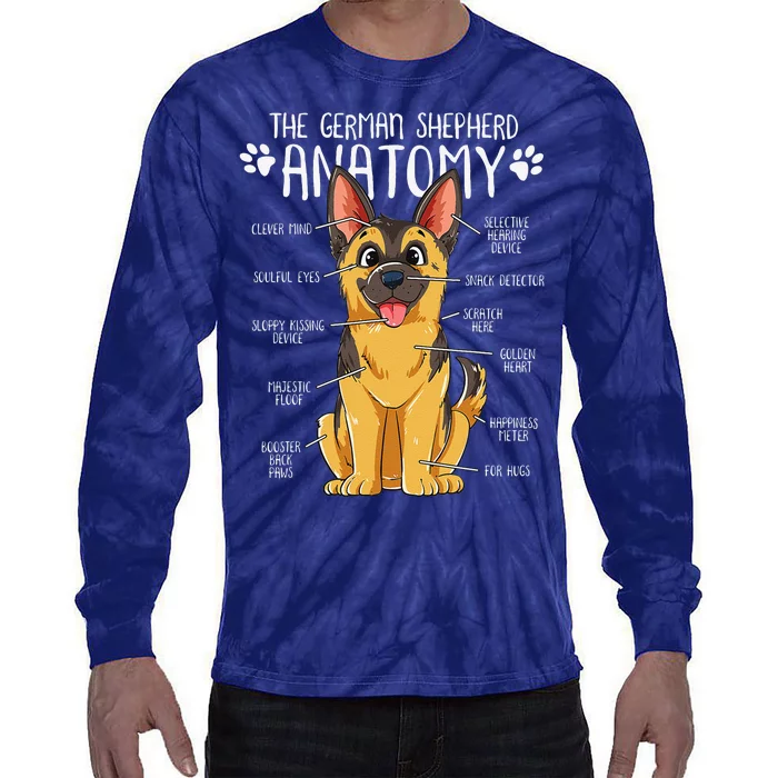 Funny Anatomy German Shepherd Dog Owner Tie-Dye Long Sleeve Shirt