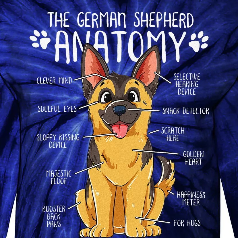 Funny Anatomy German Shepherd Dog Owner Tie-Dye Long Sleeve Shirt