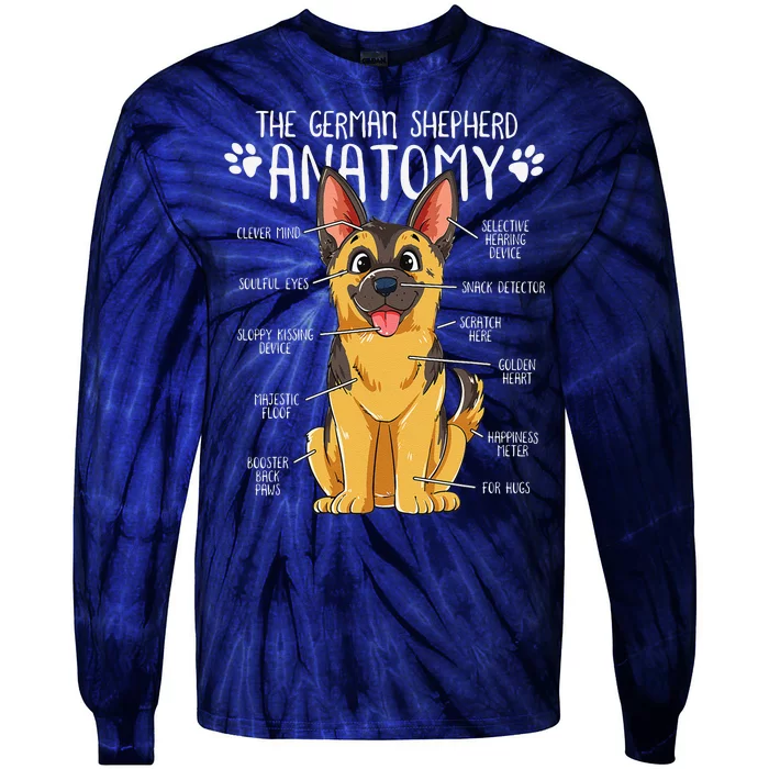 Funny Anatomy German Shepherd Dog Owner Tie-Dye Long Sleeve Shirt