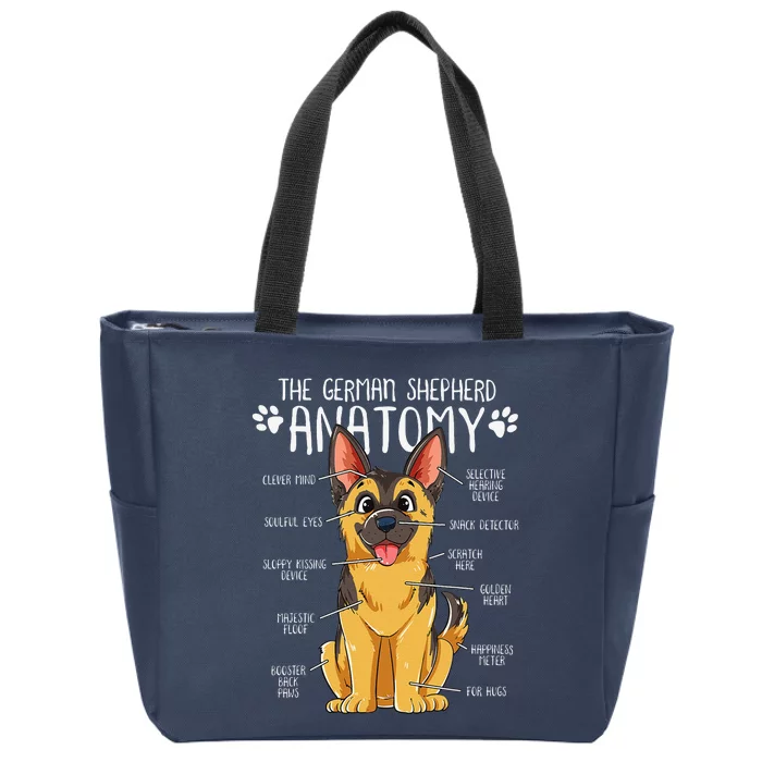 Funny Anatomy German Shepherd Dog Owner Zip Tote Bag