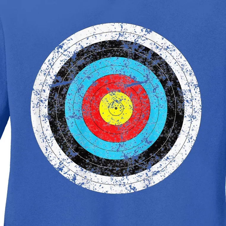 Funny Archery Gift For Archer Bullseye Target Ladies Long Sleeve Shirt