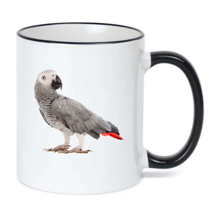 Funny African Grey Parrot Bird Gift Black Color Changing Mug