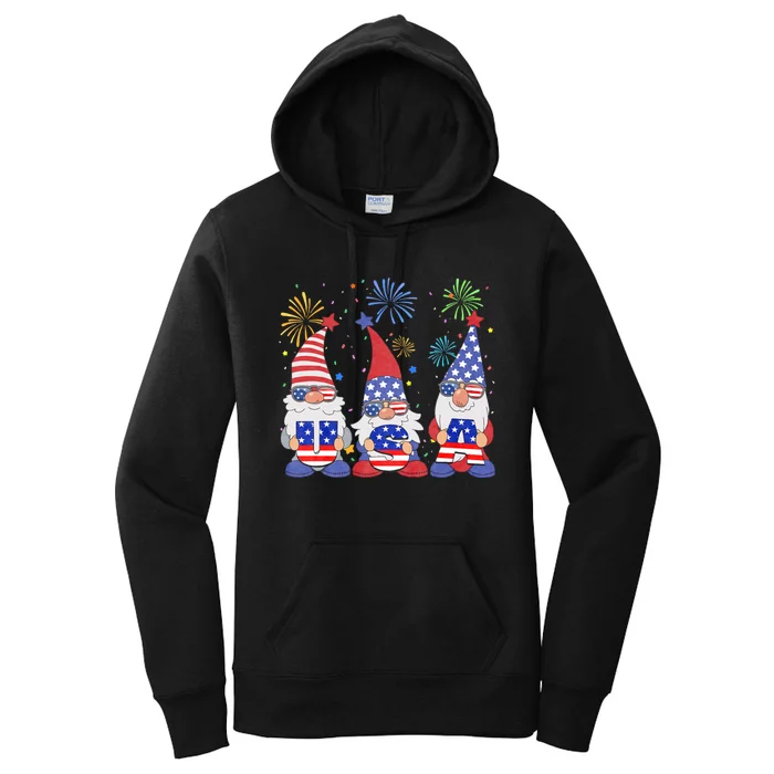 Funny American Gnomes Sunglasses Patriotic Usa 4th Of July Women's Pullover Hoodie