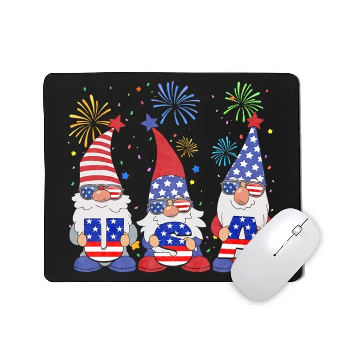 Funny American Gnomes Sunglasses Patriotic Usa 4th Of July Mousepad