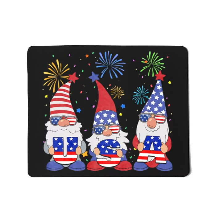 Funny American Gnomes Sunglasses Patriotic Usa 4th Of July Mousepad