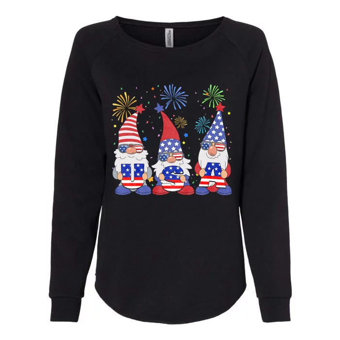 Funny American Gnomes Sunglasses Patriotic Usa 4th Of July Womens California Wash Sweatshirt