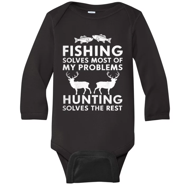 Fishing And Hunting Gifts Fathers Day Humor Hunter Cool Baby Long Sleeve Bodysuit