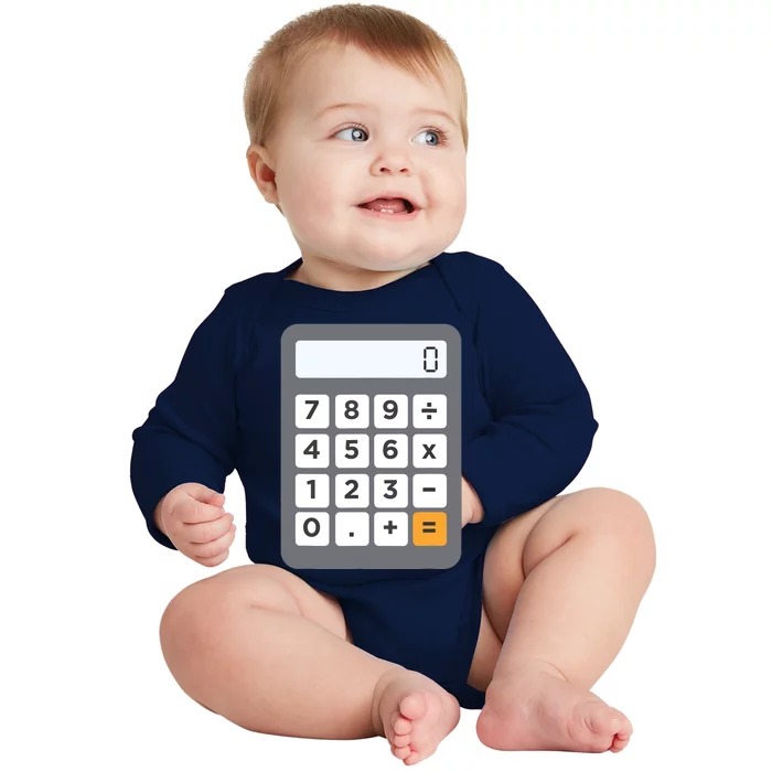 Funny Accountant Halloween Costume Outfit Math Calculator Baby Long Sleeve Bodysuit