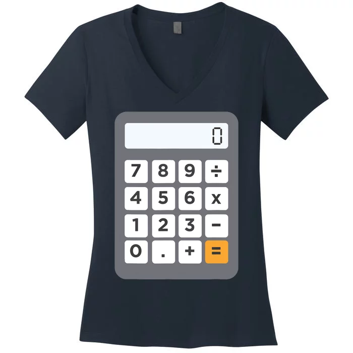 Funny Accountant Halloween Costume Outfit Math Calculator Women's V-Neck T-Shirt