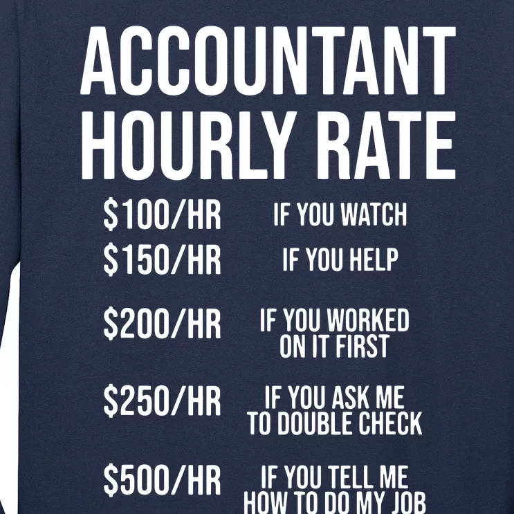 Funny Accountant Hourly Rate Accounting CPA Humor Long Sleeve Shirt