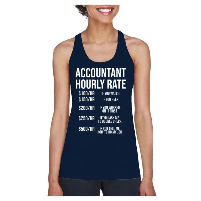 Funny Accountant Hourly Rate Accounting CPA Humor Women's Racerback Tank