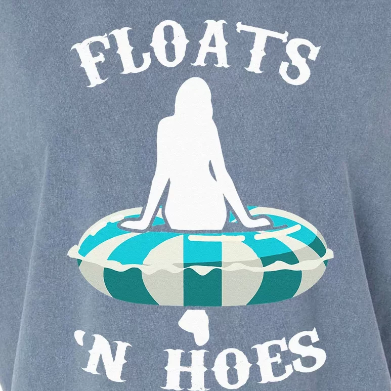 Floats And Hoes Funny Summer Vacation Float Trip Tubing Garment-Dyed Women's Muscle Tee